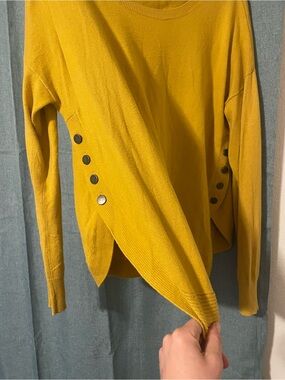 Reitmans Mustard Button-Detail Knit Top